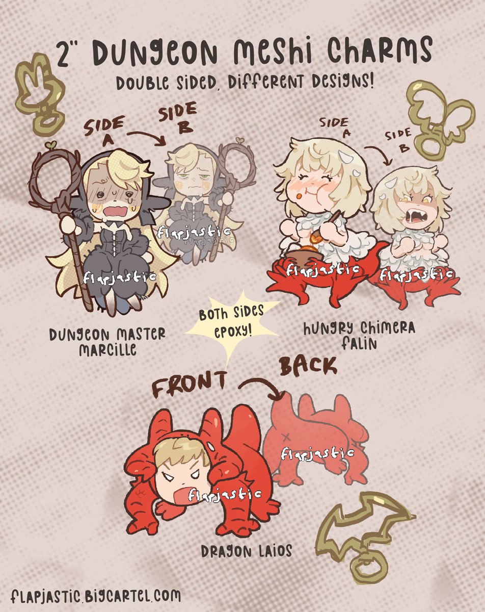 one week left of preorders for my dungeon meshi charms! 🔗⬇️ 