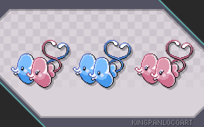 I'm enjoying a lot doing these for #FakemonFriday so have another one 🩷🩵 Luvmore [Water/Fairy], the Dual Love Pokémon They are based on discus fishes, couples and a heart locket necklace It evolves from Luvdisc when leveled up with 2 of them in your party #pokemon #fakemon