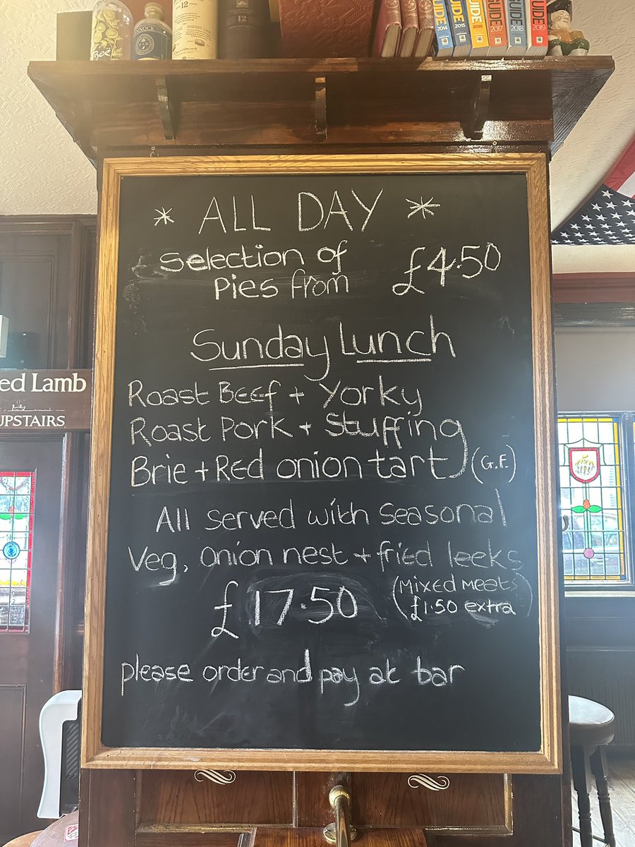 Easter Sunday Lunch Roast pork, roast beef or Brie and red onion tart Freshly cooked with seasonal veg, crackling, yorkies, stuffing. Served 1 till gone!! Booking advisable- 01244 344460 #chestertweets @BeersInChester @the_joe_smoe @wearechester @SkintChester @chesterdotcom