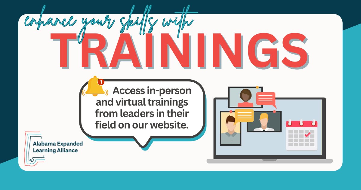 Did you know you can find a variety of local in-person and virtual training topics on the AELA website? Visit alabamaexpandedlearningalliance.org/training to check out current offerings.