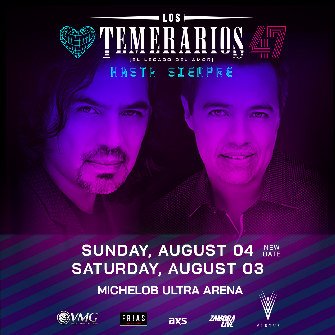 🌹 ON SALE NOW: @Los_Temerarios are taking over Michelob ULTRA Arena with back to back performances! Get tickets for their second show on August 4 now ➡️ spr.ly/6018ZYZ1I