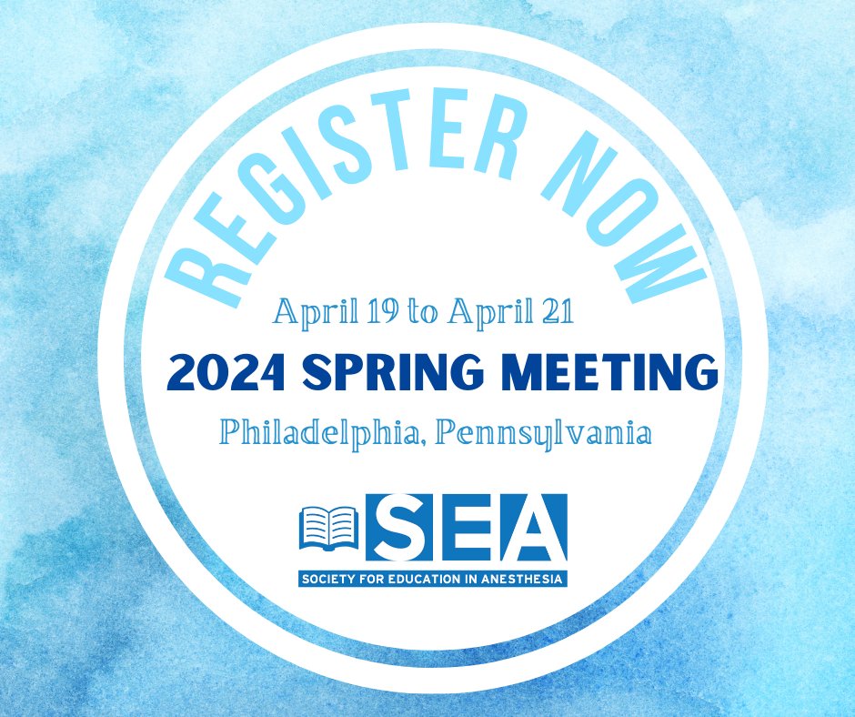 Join us at our Spring Meeting, where we empower anesthesia educators to elevate patient care through education and collaboration. 🌟 Gain invaluable insights, sharpen your teaching skills, & enhance patient outcomes. 📚💉 Click the link in our bio to register today! #SEA24Spring