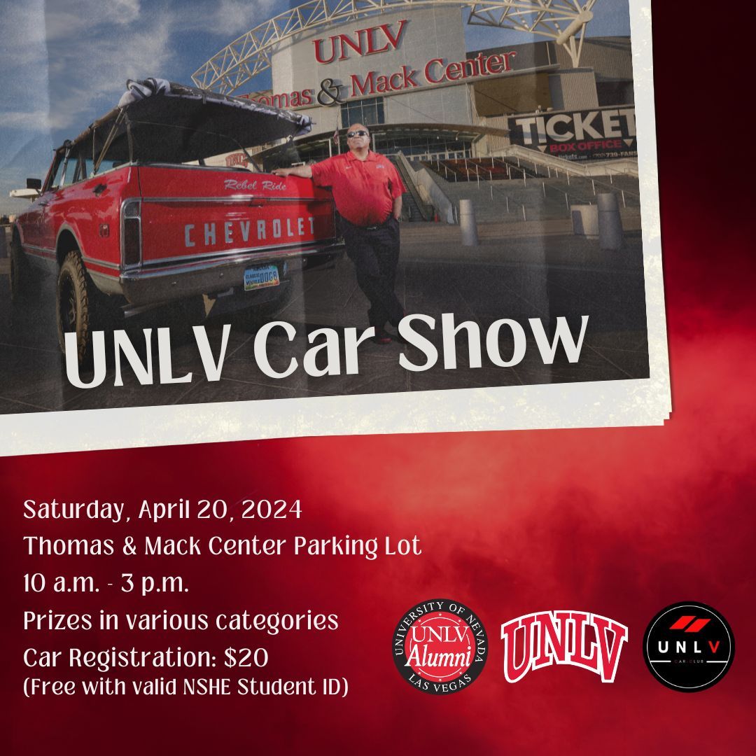 Attention, car enthusiasts! 🚘 Join @unlv_president & the UNLV Alumni Association for our inaugural car showcase! It's time to rev up your engines, polish those bumpers, & cruise on over to U-N-L-V with your prized vehicles. Register your car today: bit.ly/unlvcarshow2024