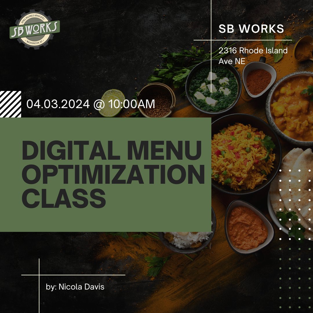 Come join us at SB Works for part 2 of an exciting course all about making your menu the best it can be! 

Register now: eventbrite.com/e/menu-optimiz…