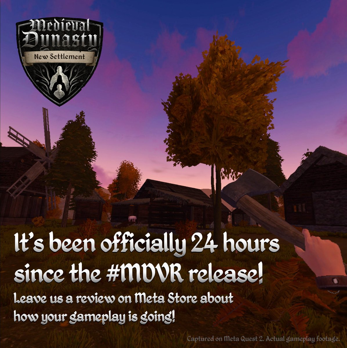 #MedievalDynastyNewSettlement was released 24 hours ago already! We’ll be really grateful if you'd hop onto our Meta Store page (most likely during headset’s recharge!) and leave us a review about how your gameplay is going! ⏭️meta.com/experiences/59…

#MetaQuest #MedievalDynasty