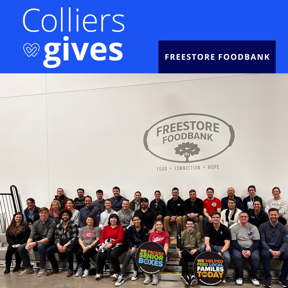 Proud of our team at Colliers for making a difference at yesterday's Q1 Colliers Gives event! Together, we packed 880 boxes at the @FreestoreFB to help seniors in need. Giving back is at the core of our business ethos. #ColliersCares #CommunityFirst