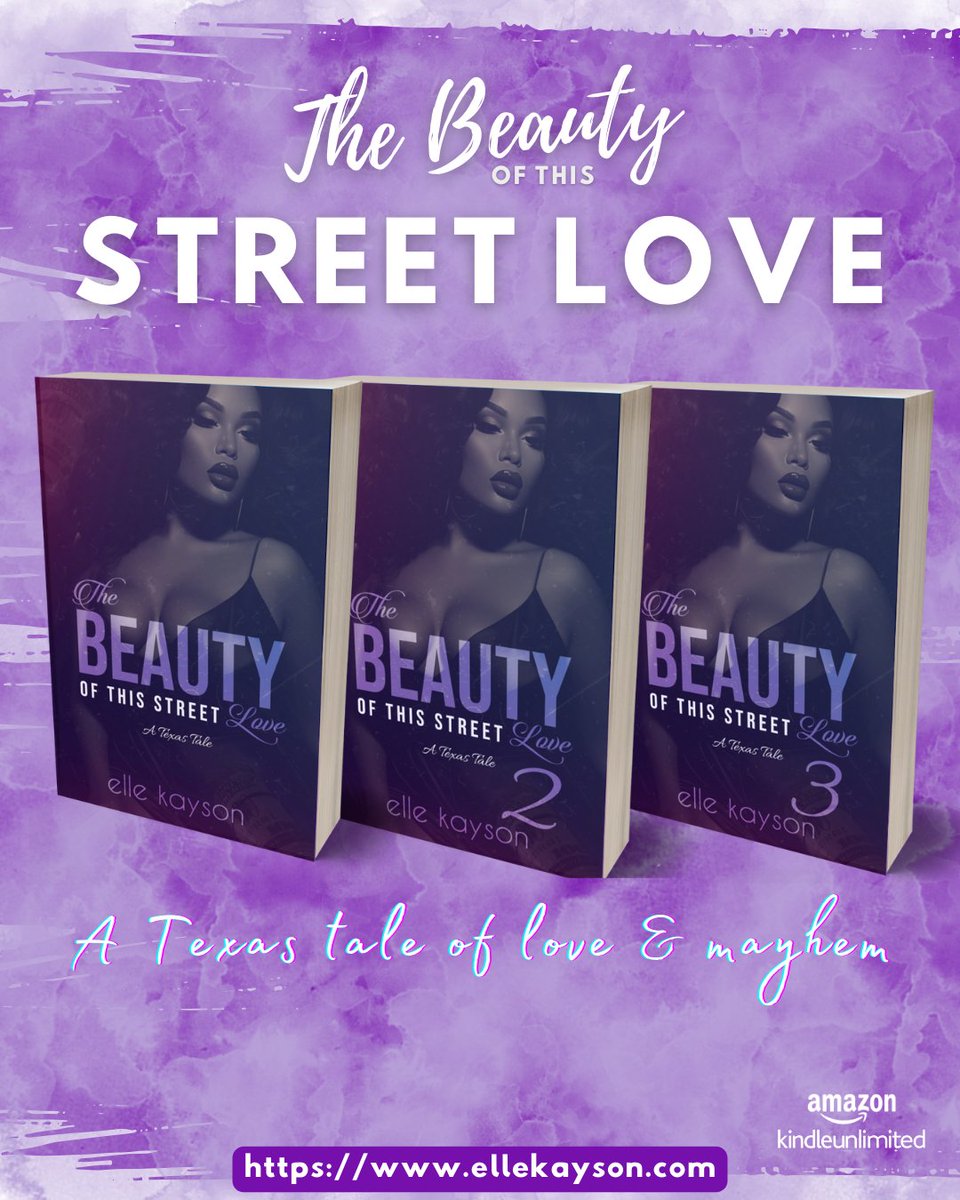 ElleKayson's tweet photo. The Beauty of this Street Love 💜📚✨
A Texas tale of love & mayhem!
Book 1: https://t.co/uHZj3PYYKK
Books 2 & 3: https://t.co/u3EZavC973
#ellekayson #urbanromance #blackromance #bookseries #urbanseries #texastale #loveandmayhem #texaslove #urbanread #streetlove #streetromance https://t.co/613mOO7wLL
