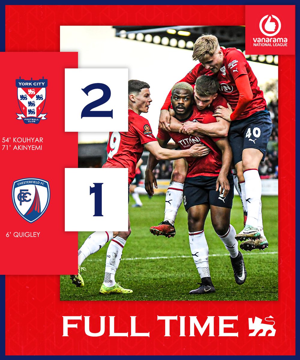 York City FC (@yorkcityfc) on Twitter photo ⌚️ FULL TIME | CITY COME FROM BEHIND TO BEAT THE CHAMPIONS! 👊
2-1 | #YCFC 🔴🔵 | 📲🤝 <a href="/BristolStMotors/">Vertu (Formerly Bristol Street Motors)</a> ⌚️ FULL TIME | CITY COME FROM BEHIND TO BEAT THE CHAMPIONS! 👊
2-1 | #YCFC 🔴🔵 | 📲🤝 <a href="/BristolStMotors/">Vertu (Formerly Bristol Street Motors)</a>