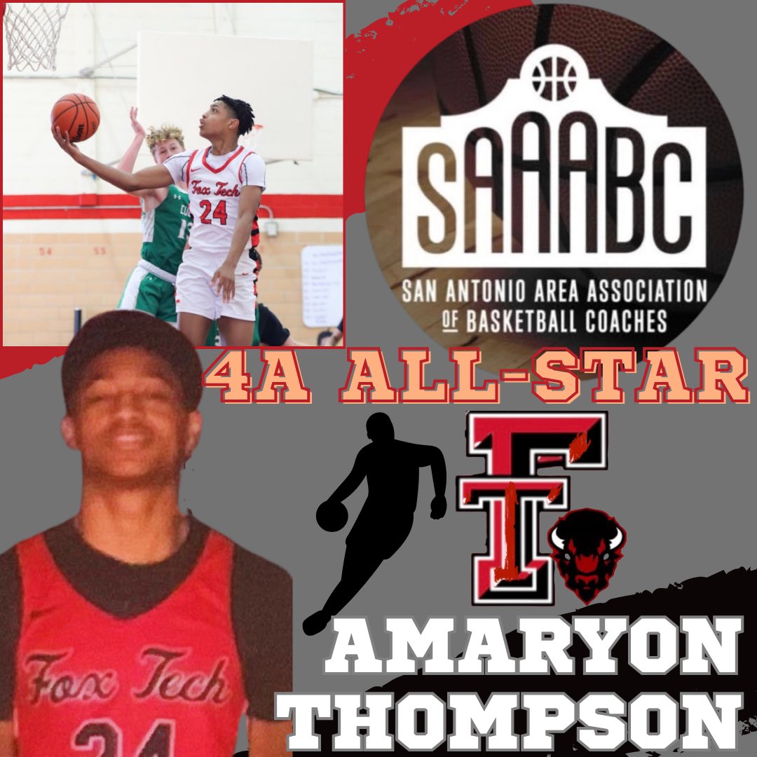 Congratulations to Amaryon Thompson on being selected to play in the SAAABC All-Star Game Sunday April 14th, 4 pm at @OLLUnivSATX ‼️ #SAAllStar #GoBuffs @SAISDAthletics @SAISD @Fox_Tech_HS @S3AHoopsCoaches @Tabchoops @DCTBasketball