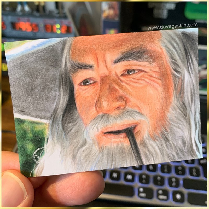 ✏️ A 2.5” x 3.5” portrait of Sir Ian McKellen as Gandalf the Grey, drawn using Copic markers and Polychromos pencils. 🧙🏻‍♂️