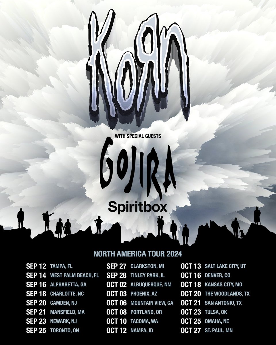 Our North American Tour with special guests, Gojira and Spiritbox, is on sale everywhere now. We look forward to seeing you this fall.    kornofficial.com