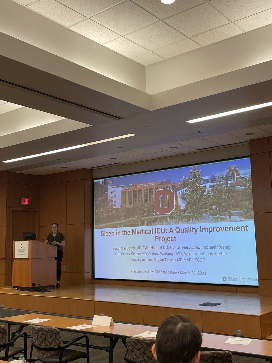 F2 fellow <a href="/SMacDowellMD/">Sarah MacDowell, MD</a> presented her class’ QI project on improving sleep in the ICU!