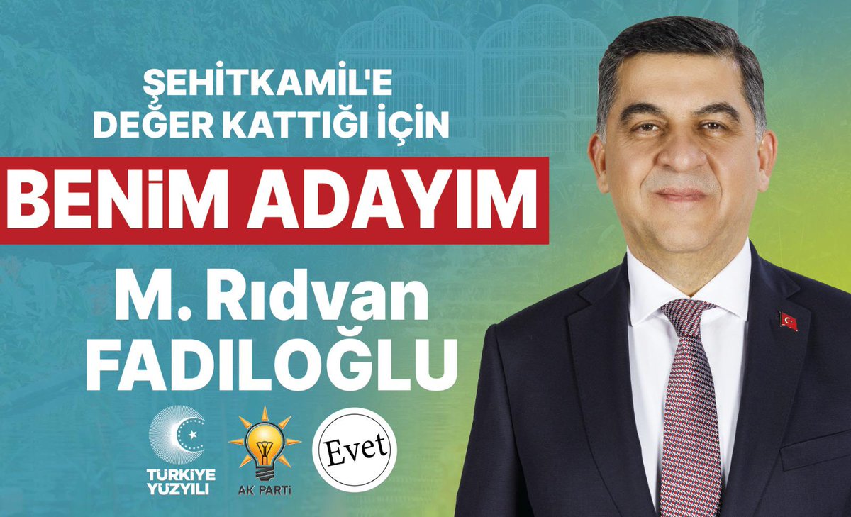 31 Mart 2024 Yerel Seçimlerinde Şehitkamil Belediye Başkan Adayımız M.Rıdvan Fadıloğlu. Dürüst, şeffaf, herkese eşit hizmet M.Rıdvan Fadıloğlu 'nda. @rfadiloglu