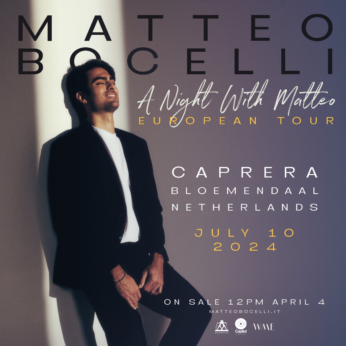 Netherlands! After last year’s SOLD OUT show I had to come back! Tickets for A Night With Matteo at Caprera, Bloemendaal go on sale Thursday April 4 🇳🇱🎟😎