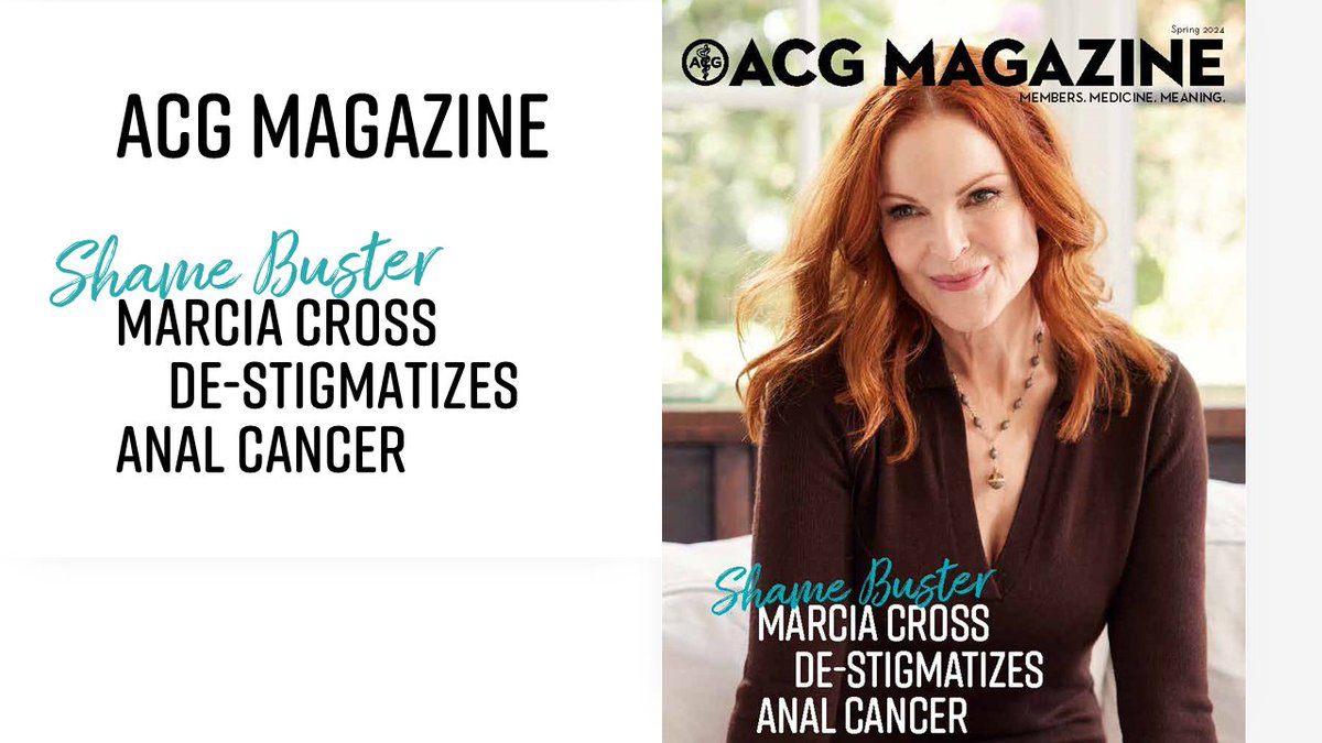 Spring 2024 issue of ACG Magazine features actor, advocate, and anal cancer survivor Marcia Cross who with Lillian Kreppel co-founded the @HPVAlliance A brave, bold shame buster, Ms. Cross delivered the Emily Couric Memorial Lecture #ACG2023 Vancouver ➡️bit.ly/acg-magazine-s…