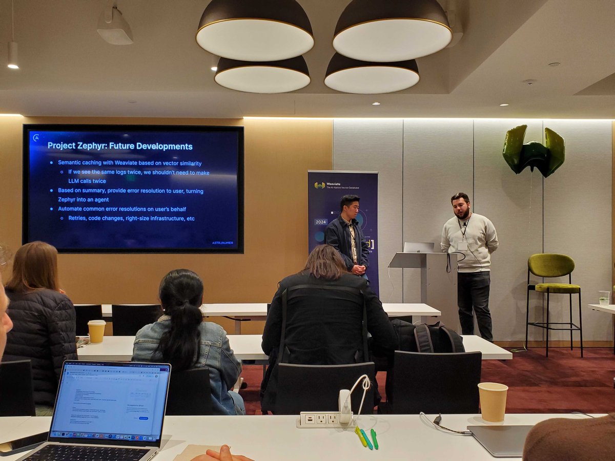 weaviate_io's tweet photo. We had a blast meeting AI builders and hearing how folks are using Weaviate at AI [in Prod] San Francisco last week! Huge thanks to our speakers from @astronomerio and @InstabaseInc for shedding light on their production use cases and learnings.

We’re coming to New York next! Sign up for updates: https://t.co/JcLTgIPUkz