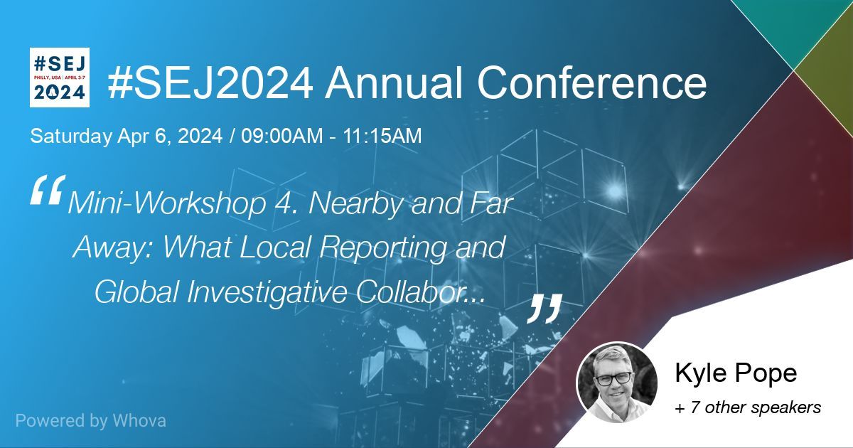 CCNow is going to be at #SEJ2024! Our very own @kylepope is hosting the 'Mini-Workshop 4. Nearby and Far Away: What Local Reporting and Global Investigative Collaborations Can Learn From One Another.' Catch him on Saturday, April 6 at 9am. conference.sej.org/agenda/