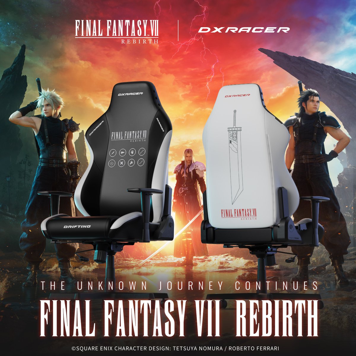 Embark on your epic journey with the exclusive Final Fantasy VII Rebirth x DX Racer chair! Designed with ergonomic precision and infused with the essence of the game, this chair isn't just for sitting—it's your throne as you venture into the unknown. dxracer.com/pages/ip-colla…