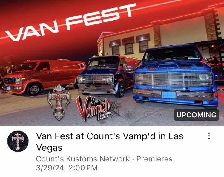 Premieres today on Count’s Kustoms Network•YouTube 2pm PDT!