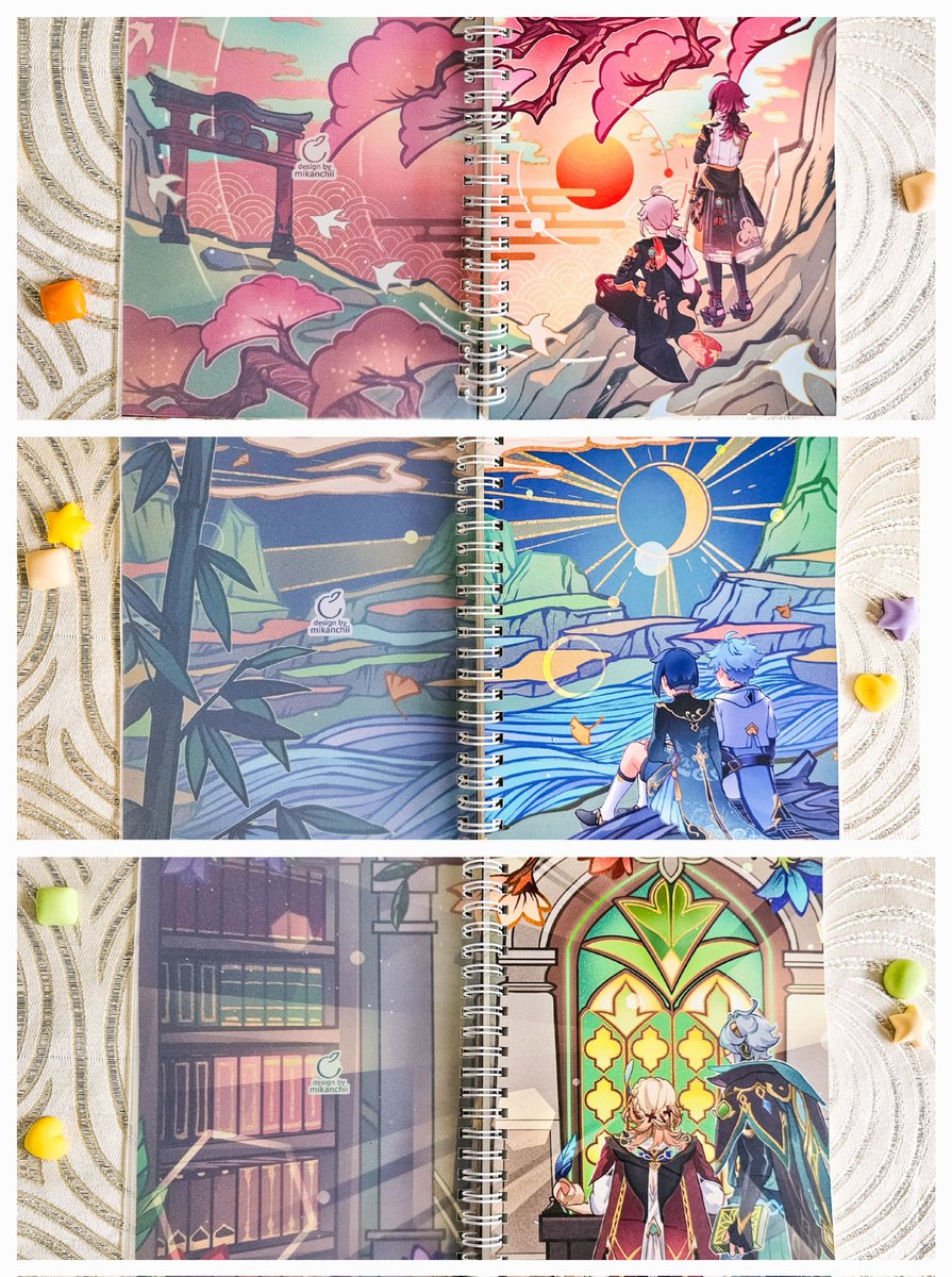 Custom Sticker Book

product i really wanted to try! 🤩cover is printed on a buttery smooth material w/ a frosted plastic cover for protection, pages are of nice weight and sticky~ i made 4 designs w/ front-back art~  ❤️💙💚🚆

#GenshinImpact
#HonkaiStarRail
#HoYocreators 