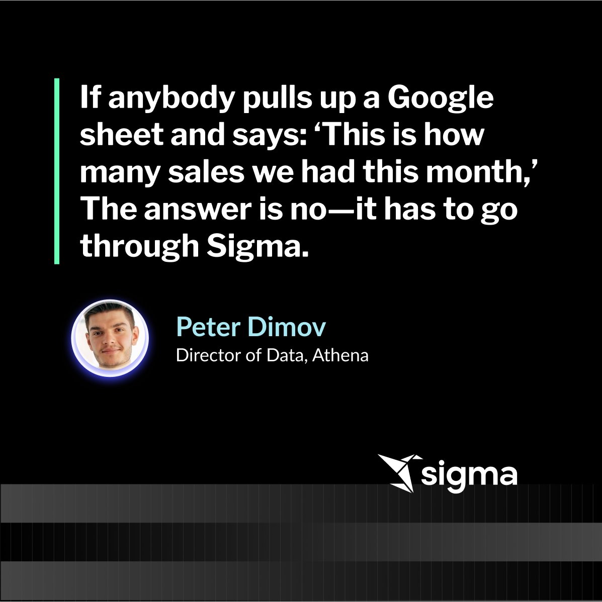 The future of work is Sigma says Peter Dimov from Athena. Learn how our customers are using Sigma here: sigmacomputing.com/sigma-customer…