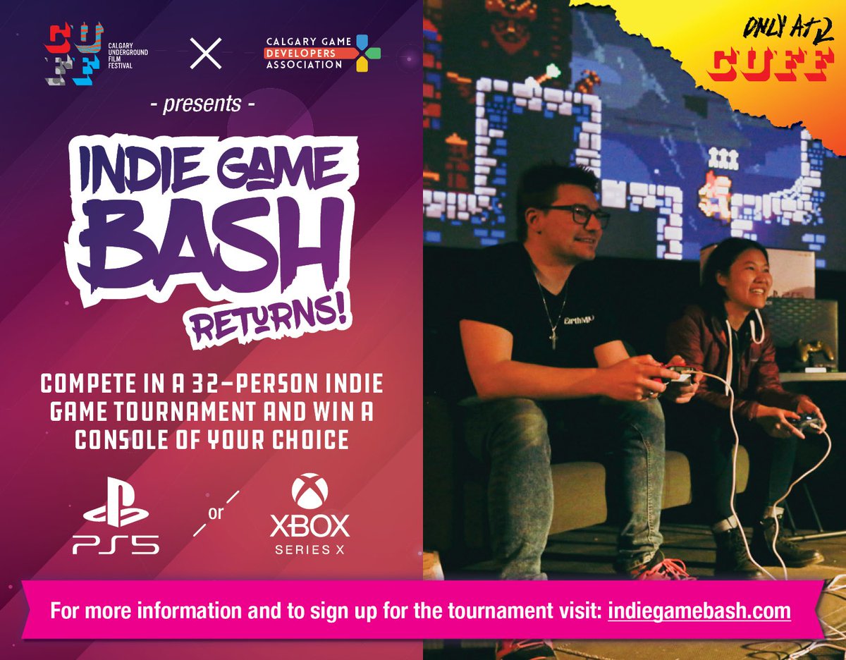 We are so excited to partner with <a href="/CUFF/">Calgary Underground Film</a> and <a href="/BowValley/">Bow Valley College</a> to once again put on Indie Game Bash on April 19th at the <a href="/GlobeCinema/">Globe Cinema</a> 

More details to come but tickets are now live! Details below ⬇️ 

Link: calgaryundergroundfilm.org/2024/indie-gam…

#indiegames #gamedev