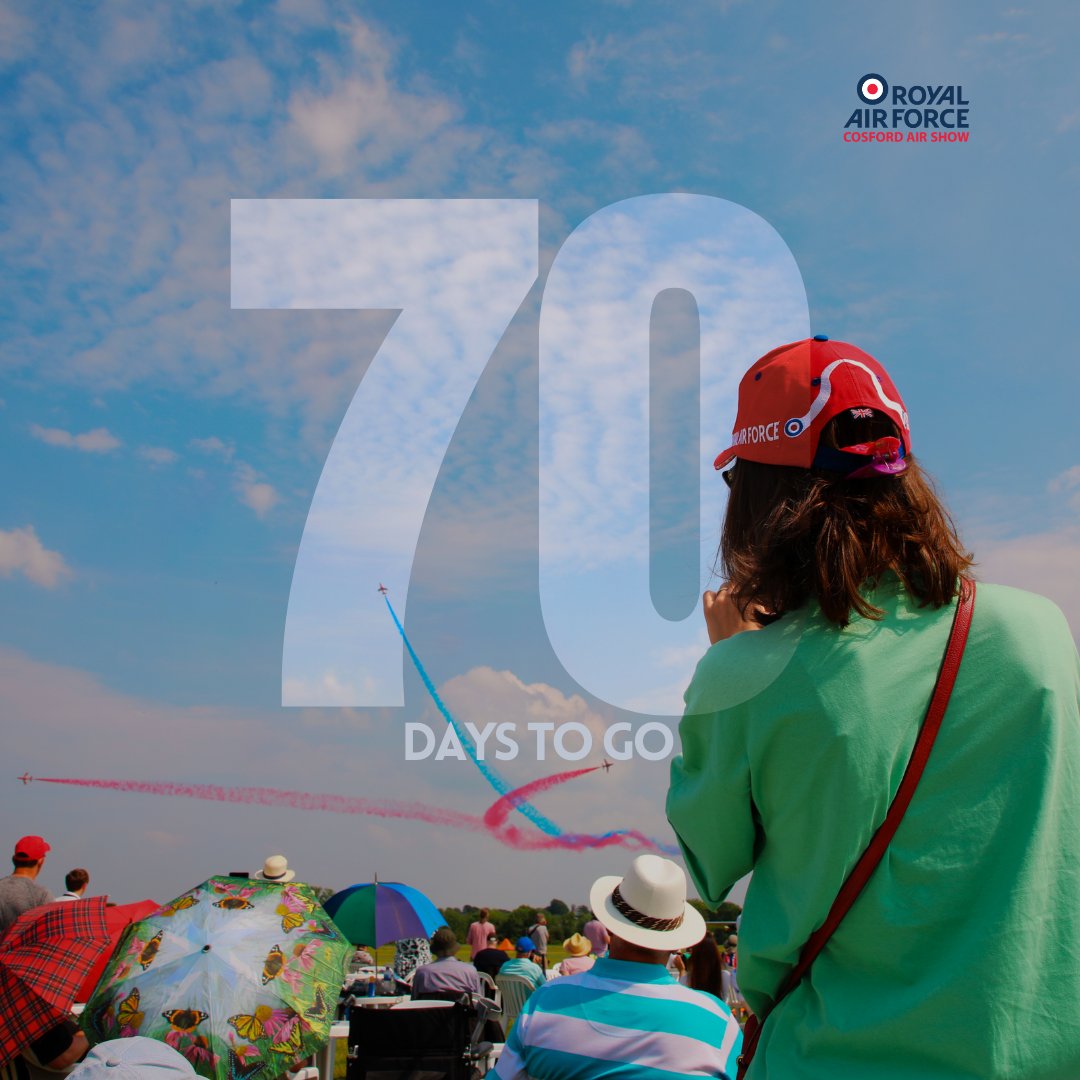 Just 70 days to go until it's time to let your imagination #TakeFlight at the RAF Cosford Air Show 2024 🤩 See you there? Tickets: cosfordairshow.co.uk/tickets #Cosford24
