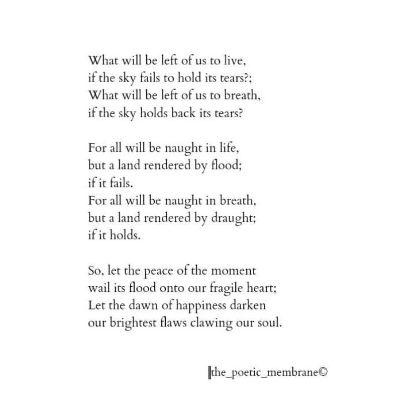 Day 6: To live is not to only live For the balance of life itself, But for the imbalance too