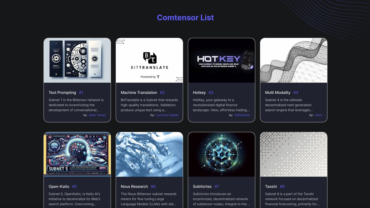 Introducing Comtensor.. The bridge between CommuneAI and Bittensor 

comtensor.io

Modules 🤝 Subnets 

The utlimate winner will be decentralized AI 🔥

Cohesion.. Not competition 

$TAO $COMAI