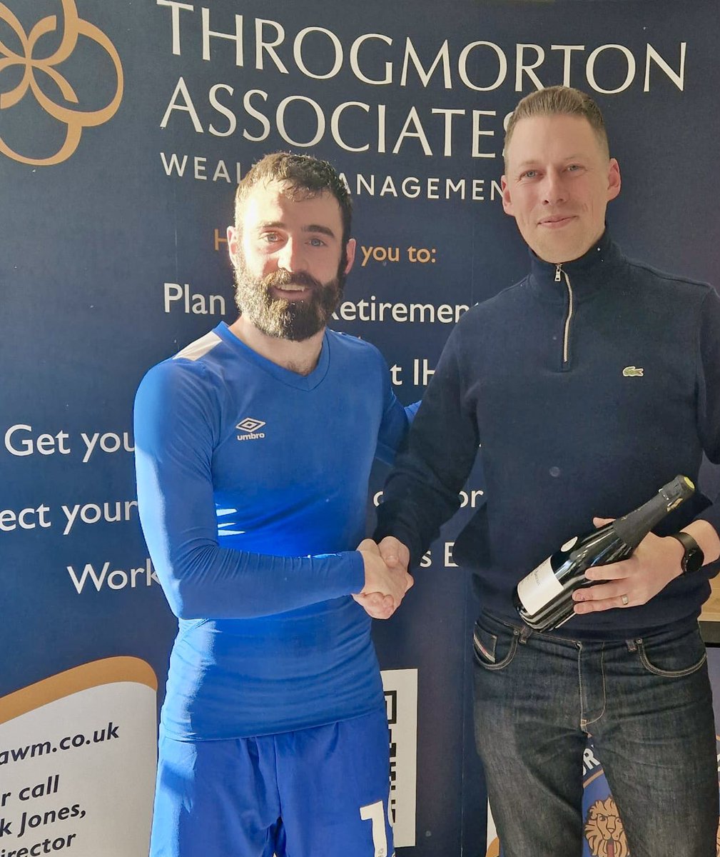 Todays’s @NickJonesWealth Planning Man of the Match is @jacko_8 , with Matt Wyatt of @westburygarage1 presenting the champagne. What a strike Jack , could be a vital point for @shrewsburytown come the end of the season! Happy Easter everyone! #Salop