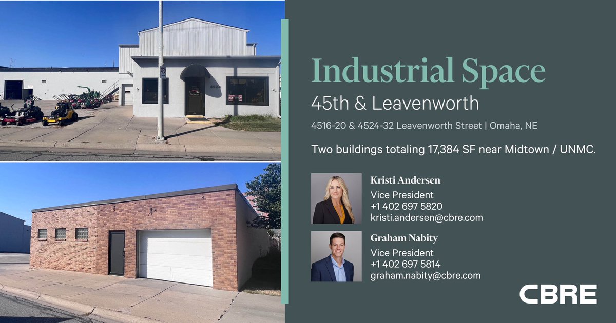 ✨New Listing✨ We just hit the market with tough to find industrial space centrally located at 45th and Leavenworth. Two buildings are available to lease to one or two new Tenants. Reach out to Graham Nabity or myself for more information or to tour!