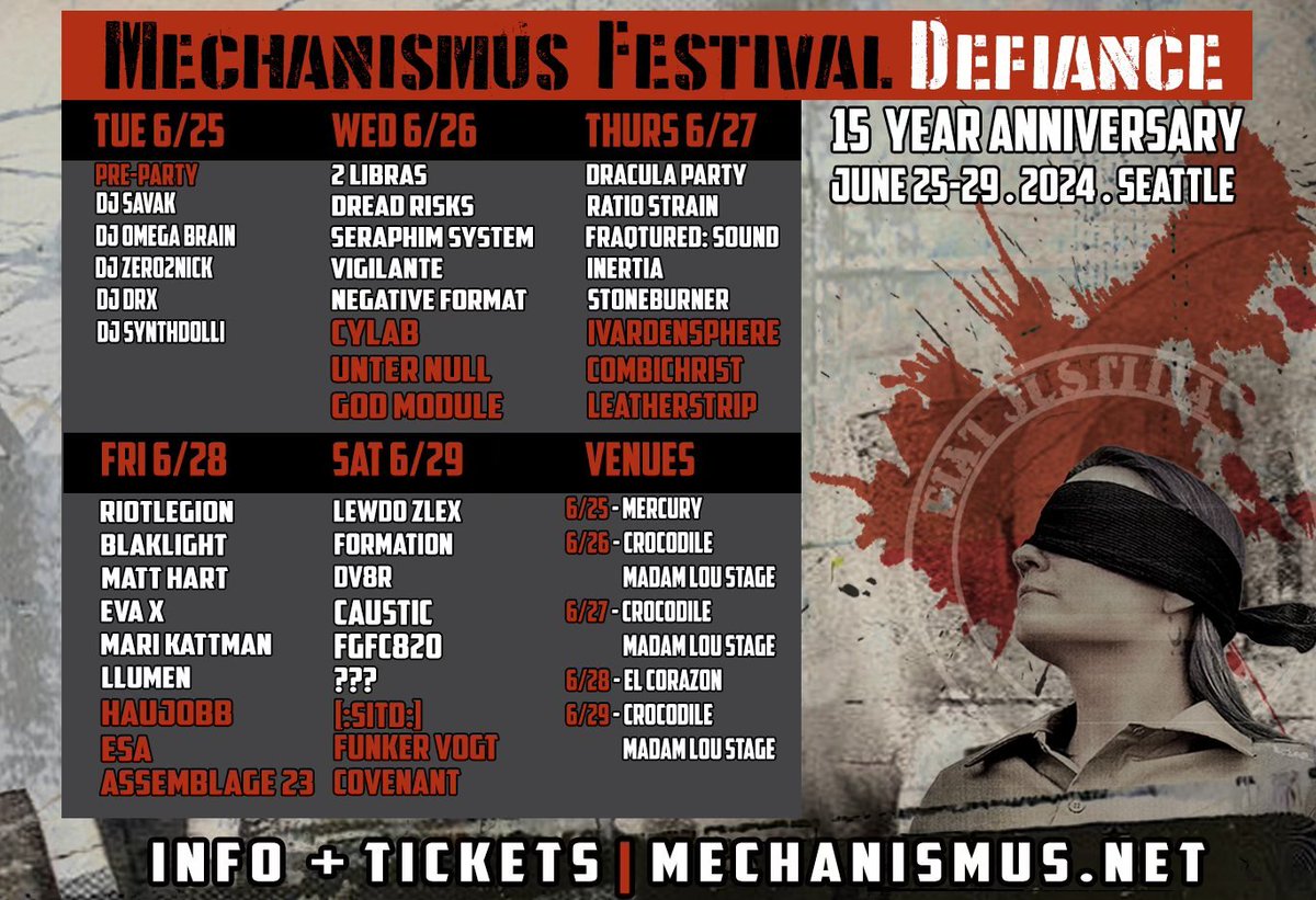 THREE months & counting!! Seattle... see ya at @Mechanismus Festival Defiance on June 28th!! Get your tickets now before they are gone!! mechanismus.net/tickets.html