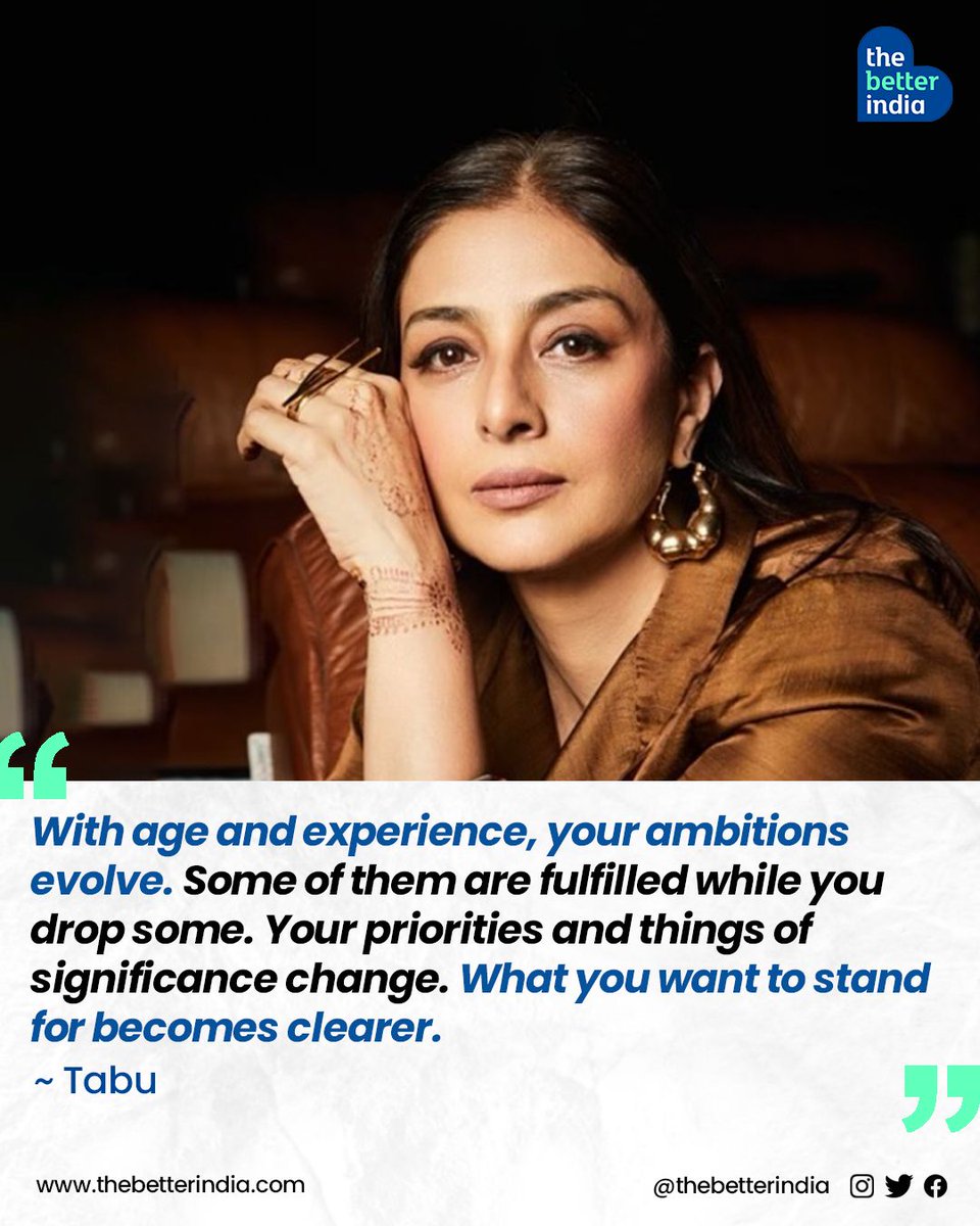 “I believe in being healthy and eating healthy, but if there are wrinkles under my eyes then I will love them as much as my smile. I think we do not accept change, so they give us trouble.

#Inspiration #Tabu #Ageing #SelfAcceptance #GrowingOlder #Crew #actor