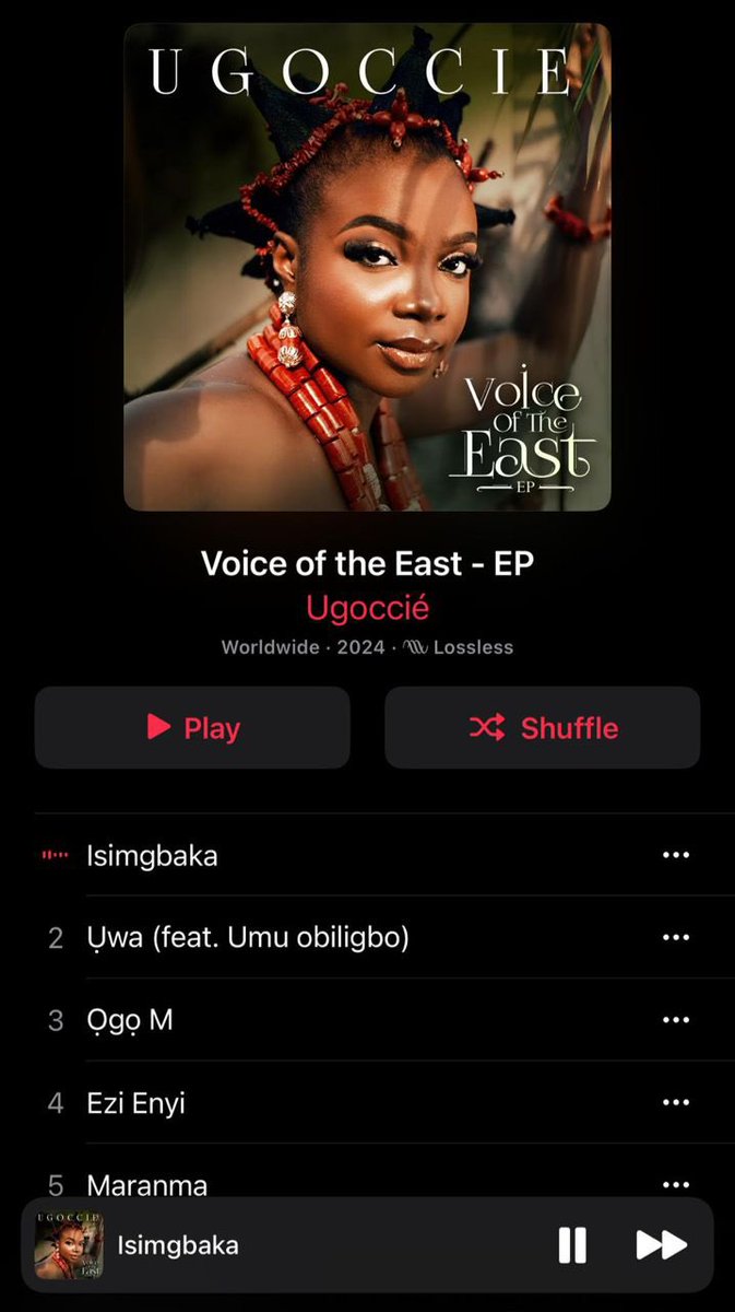 Ugoccie really outdid herself with the track UWA featuring Umuobiligbo on her 'Voice of the East' EP. Such a beautiful collaboration that
showcases her talent. #VoteEP