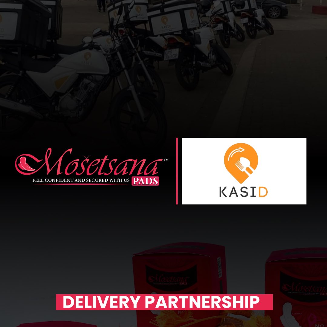 We are happy to announce our partnership with @KasidDelivery to provide seamless and efficient delivery of our products at your convenience ✨🌸. Expanding our footprint and improving convenience all day long! 💖 #Partnership #KasiD #MosetsanaPads #MosetsanaXKasiD