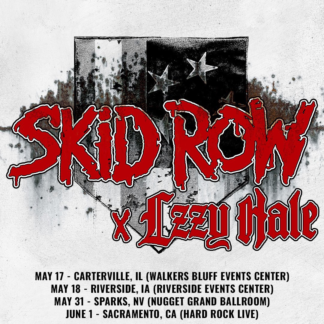 Skid Row x @LZZYHALE ‼️ Tickets on sale now, hit SkidRow.com Longtime friend Lzzy Hale of @Halestorm will be taking over vocal duties for the upcoming 4 concerts🤘 5/17- Carterville, Illinois 5/18 - Riverside, IA 5/31 - Sparks, NV 6/1 – Sacramento, CA