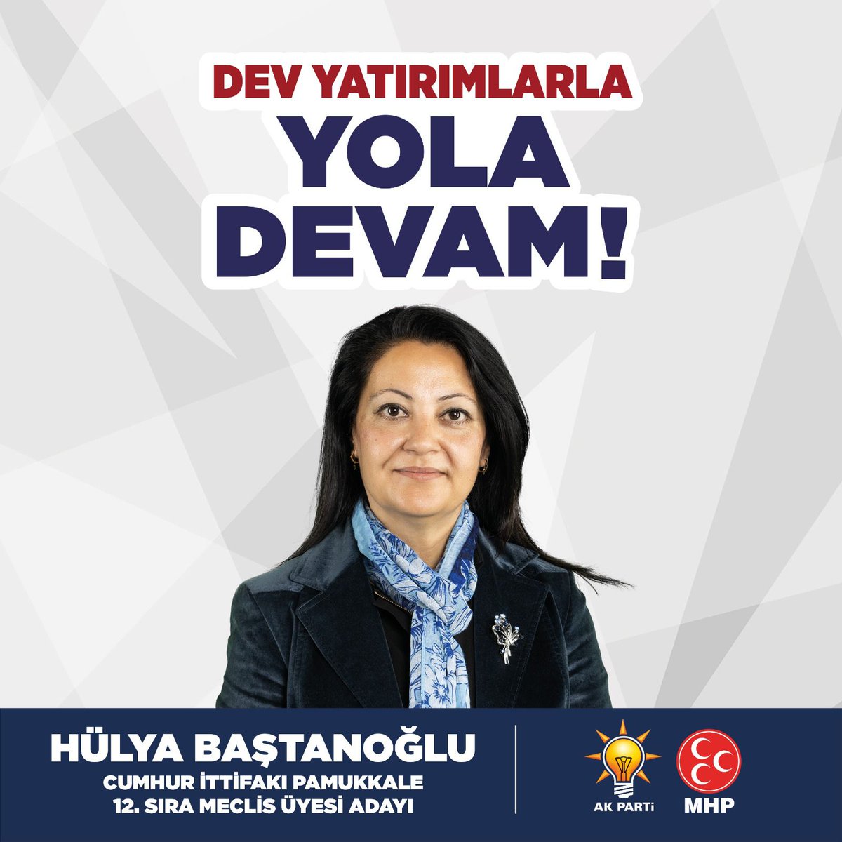 İl Kadın Kolları Başkan Yardımcımız Sayın Hülya Baştanoğlu Cumhur ittifakı Pamukkale 12. Sıra Meclis üyesi adayı

Desteklerinizi bekliyoruz.🥰💐
 #GerçekBelediyecilik