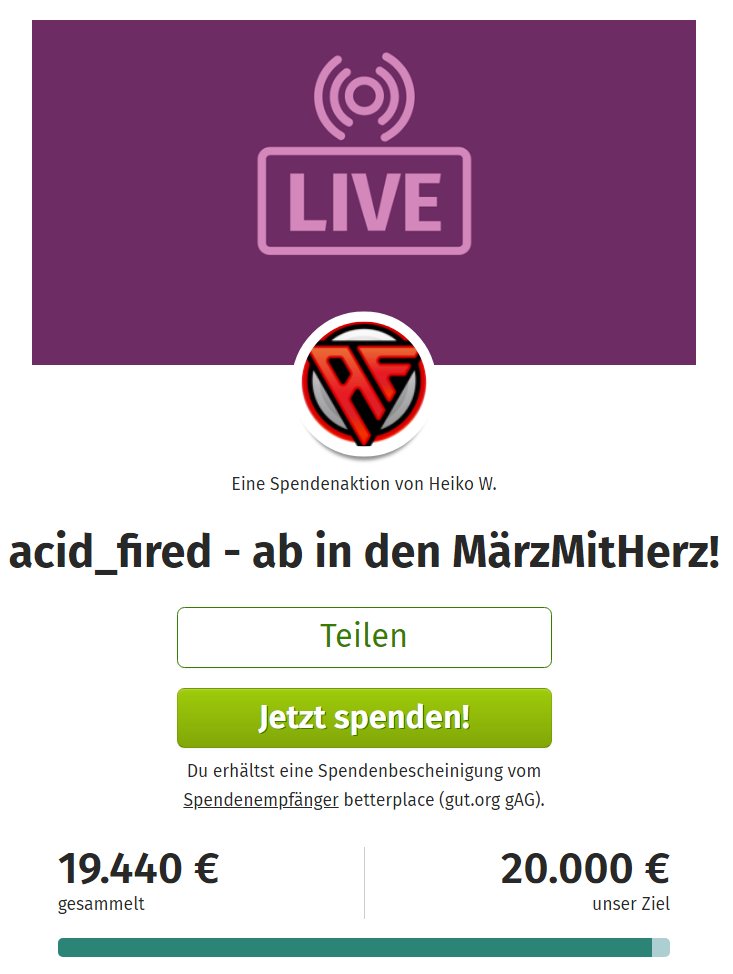 Danke für die ganzen Spenden. <a href="/RealVasSilly/">VasSilly</a> resettet seinen account bei 20k, <a href="/Kwadix_Twitch/">Kwadix</a> seinen bei 22,5k - <a href="/Sektenspinner/">TalliZ</a> bei 23k und <a href="/knueppelpaste/">Knueppelpaste</a> ebenso. Schaffen wir das? 2 Tage noch! Wir sammeln Geld für krebskranke Kinder.
betterplace.org/de/fundraising…
