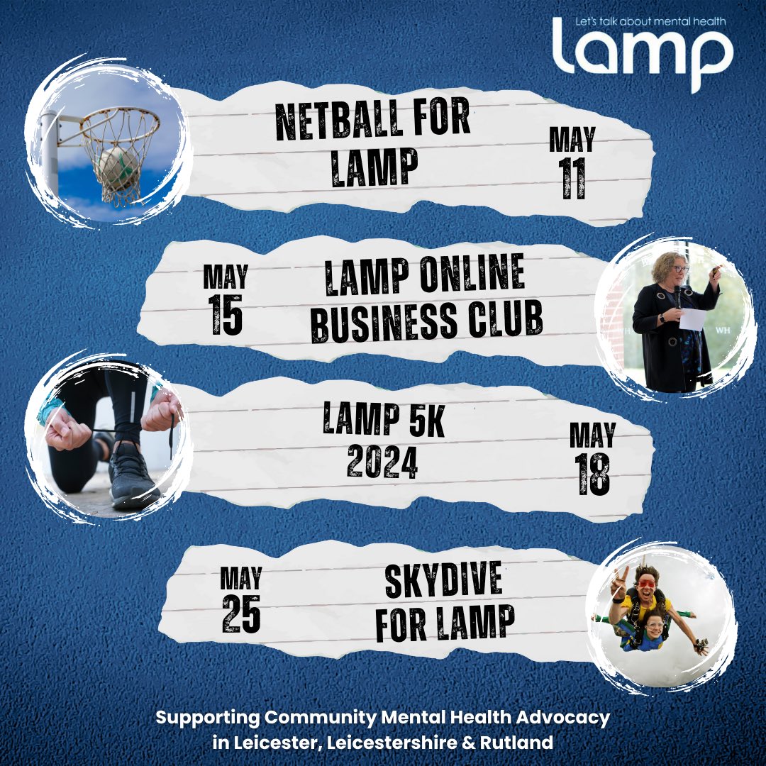 The events calendar for Lamp is ramping up in April and May!. Coming in April ⬇️ 🎳Games Night 🎤Open Mic Night 🥵Chicken Wings Challenge 🍴Lunchtime with… May brings ⬇️ 🏐Netball for Lamp 💻The Lamp Business Club Online 🏃‍♀️The Lamp 5k 🪂SkyDive for Lamp DM for Details