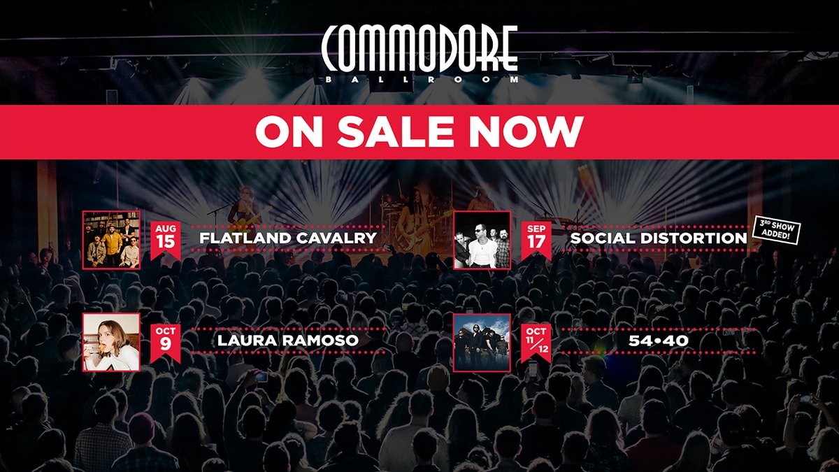 Long weekend musts? Getting tickets to these new shows at commodoreballroom.com 🙌