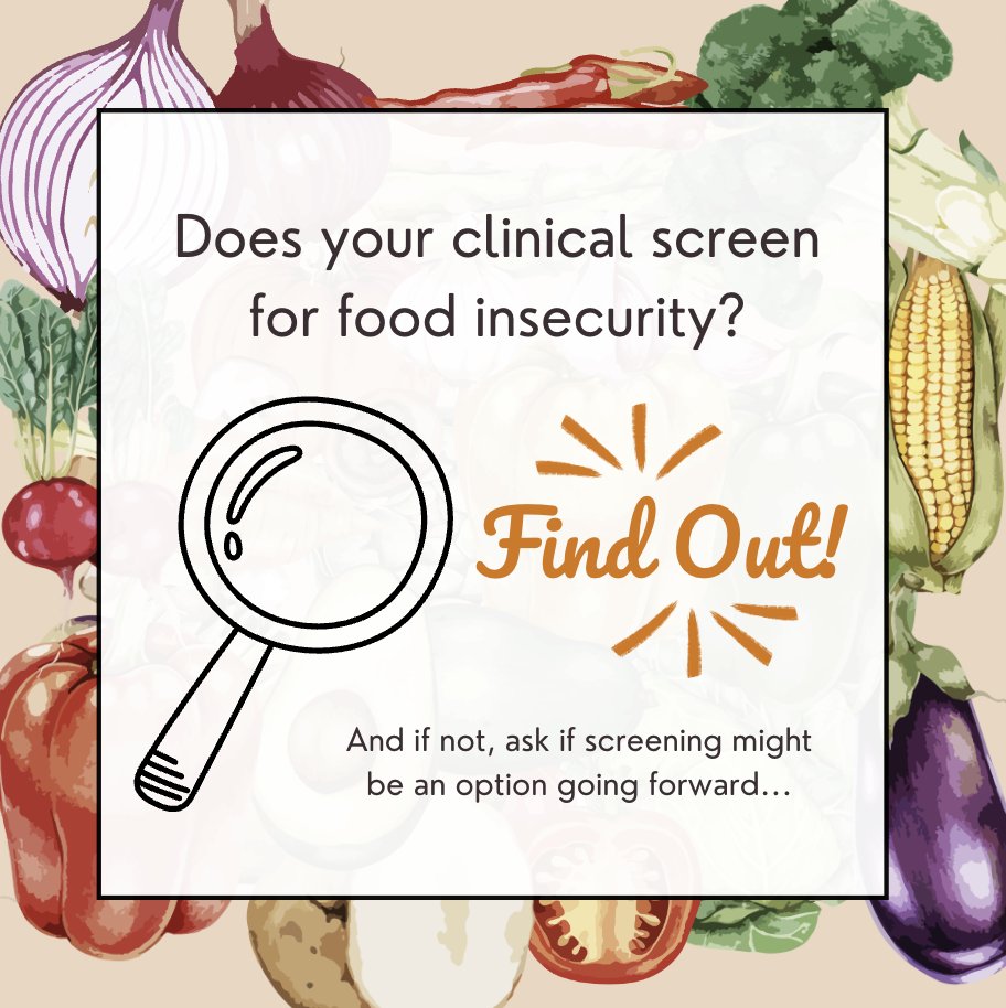 Does your clinic or hospital screen for food insecurity? 👀We want to know! If you’ve got questions on how to get started (or tips if your current system works great), drop them in the comments so we can learn together ⬇️#medtwitter #tweetiatrician