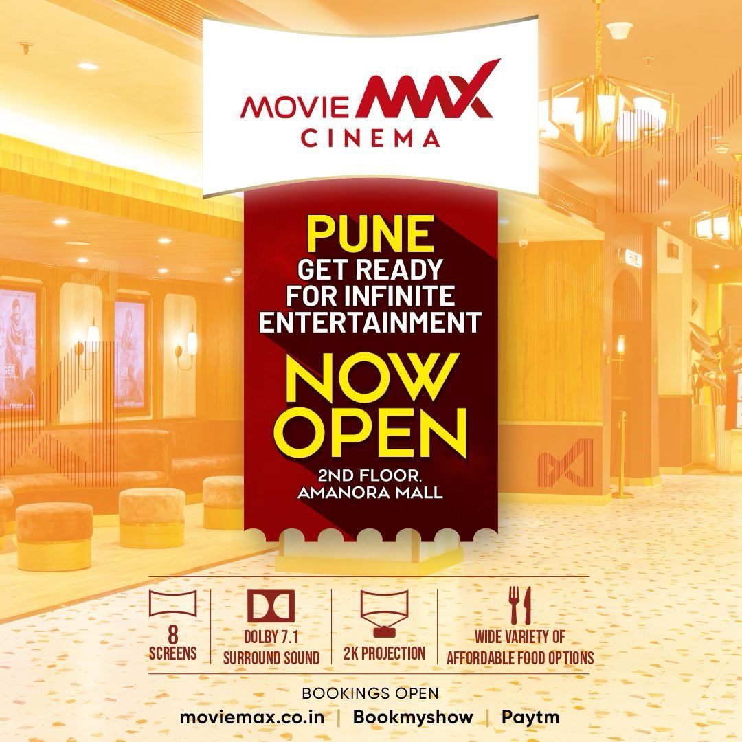 Hello, Punekars! 
Get ready for infinite entertainment with the new #MovieMax cinema, now open at Amanora Mall, Pune.

Book tickets now and get ready for an amazing cinematic experience: Tickets link in bio🔗
.
.
@AmanoraMallPune
#MovieMaxOfficial #Pune #MovieMaxPune #AmanoraMall…