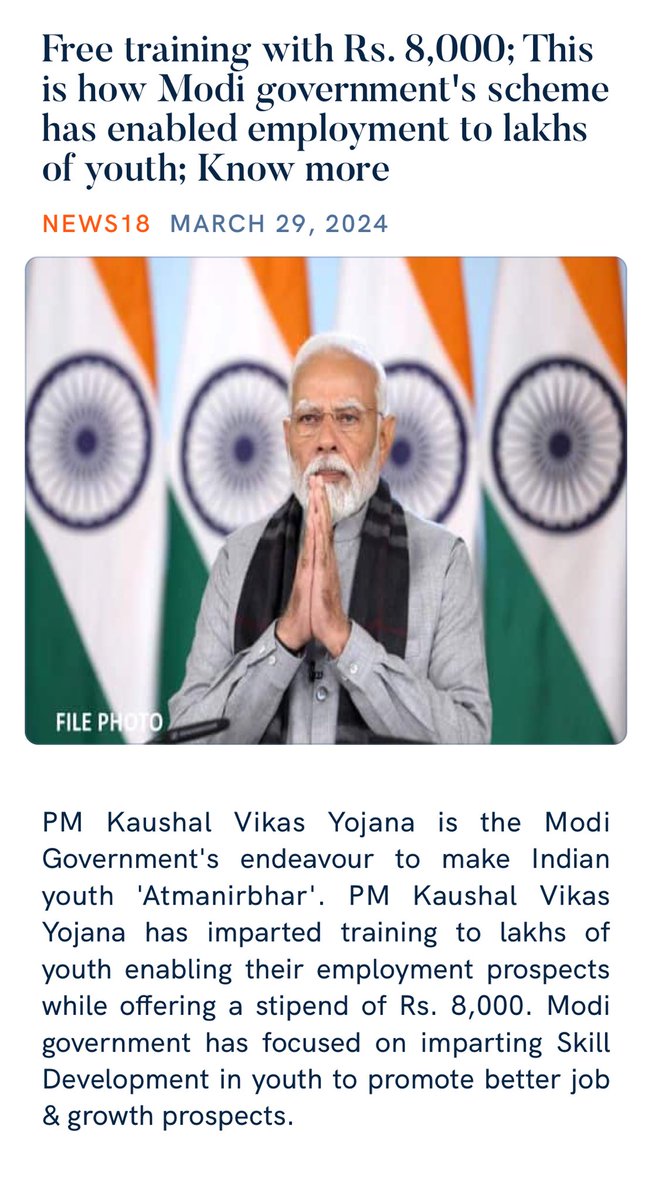 RMKrishnan (@xkrishnanr) on Twitter photo Free training with Rs. 8,000; This is how Modi government's scheme has enabled employment to lakhs of youth; Know more
hindi.news18.com/news/nation/fr…
<a href="/narendramodi/">Narendra Modi</a> Free training with Rs. 8,000; This is how Modi government's scheme has enabled employment to lakhs of youth; Know more
hindi.news18.com/news/nation/fr…
<a href="/narendramodi/">Narendra Modi</a>