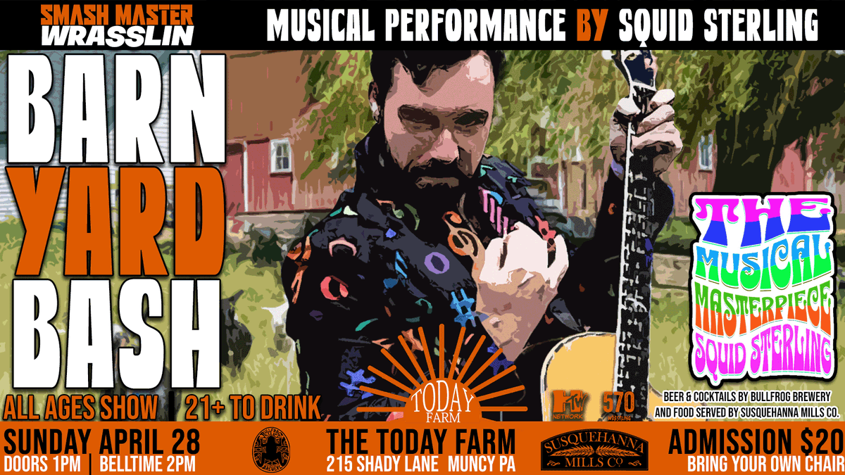 SmashMaster570's tweet photo. We have match announcements for our debut in Muncy coming later this afternoon. The #BarnYardBash is about to be Buckwild!
Here's a hint of what's already known ...
@JasonFurious vs @MikeSkyros for whatever hardware they show up still holding!
Live music by @SquidSterling
And if the graphic is correct: @RoshDangIt @_AdenaSteele @RileyKrowe00 and more!
Beer provided by @BullfrogBrewery
TODAY FARM!
WE'VE WAITED LONG ENOUGH!!!