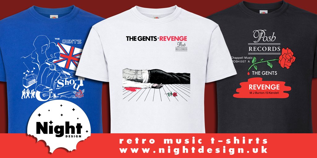 It is a good Friday indeed. The latest Mod Gods to be featured officially at Night Design are Doncaster's own The Gents. Massive thanks to Martin, Steve and the lads...here's three for starters... nightdesign.uk/search?q=the+g… #NightDesign #RetroMusicTees #TheGents #Revenge #Shout