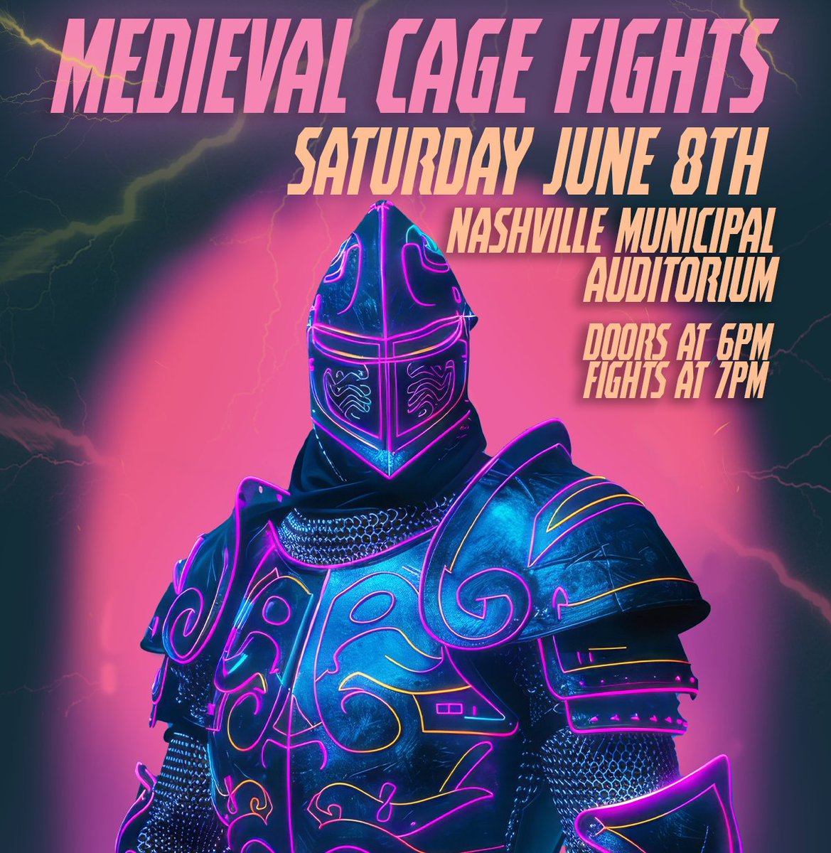 Armored MMA is proud to present the Medieval Cage Fights, which will take place at the Nashville Municipal Auditorium on June 8, 2024! Tickets are now available! For more info, or to purchase tickets, please visit: armoredmma.com