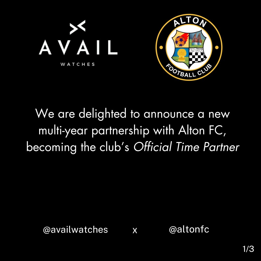 AvailWatches's tweet image. EXCITING NEWS! ⚽️⚽️⚽️⏱️⏱️⏱️⌚️⌚️⌚️👀

#altonfc #alton #availwatches #partnership #officialtimepartner #football #menswatches #watches #news #sponsorship