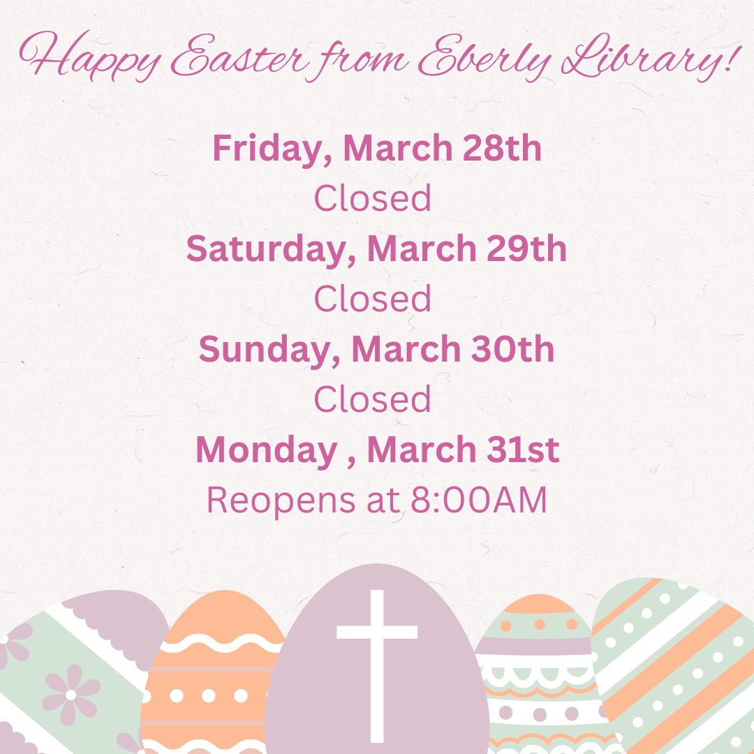 Eberly Library wishes everyone a Happy Easter! #easter #eberlylibrarywu #academiclibrary