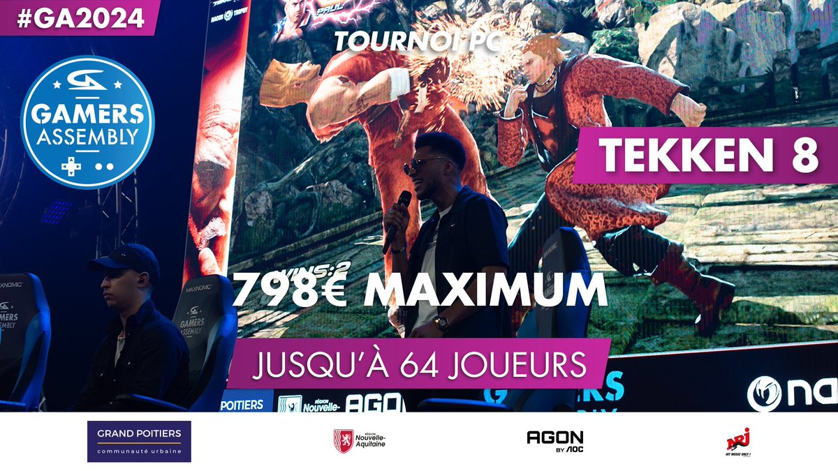 Demain c'est la GA sur T8 et dimanche sur SF6 ! 
Pour suivre le tournoi : twitch.tv/ba_ms dès 13h30 
Voici le bracket : start.gg/tournament/gam…

Bonne chance à tous !