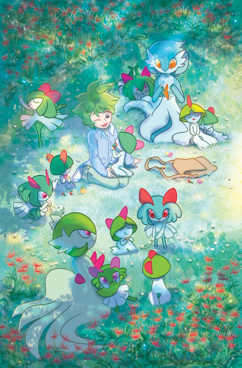 My full artwork for the <a href="/FairySteelZine/">🌸 Fairy Dust & Iron Rust ⚔️ - PROJECT COMPLETE</a> ! 🌸⚔️
Drew Wally with his Gardevoirs, my favorite PKM Rival of all time!
It was my first time being in a Pokémon fanzine, thank you so much for including me in the project! 🩷